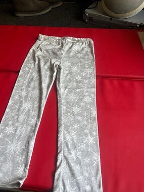 Kids Casual Gray Snowflake Print Lounge Pants